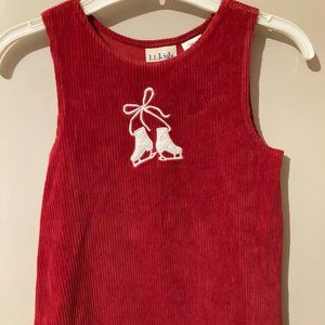 L.L.Kids Red Winter/Christmas Dress, with Ice Skates